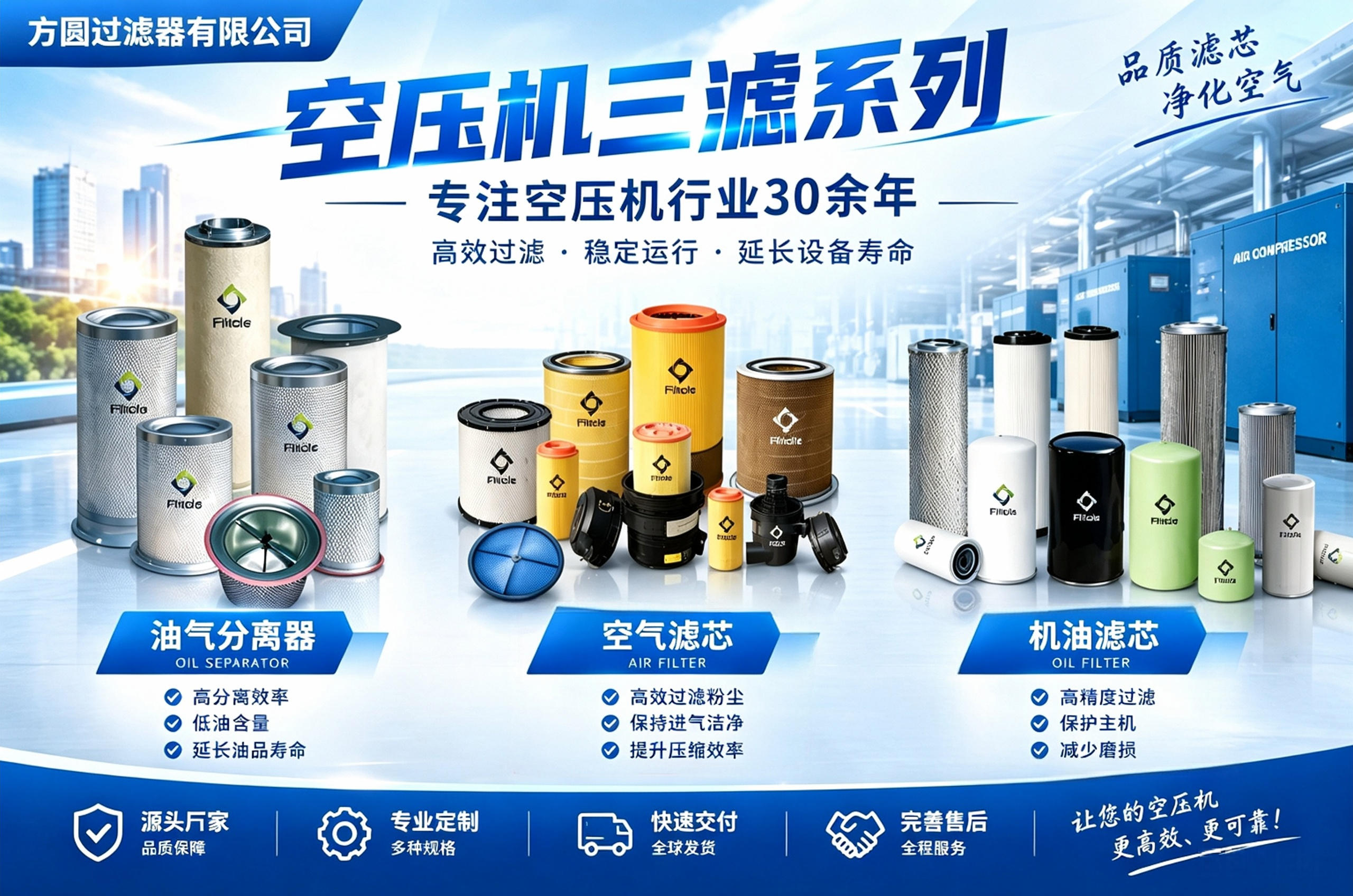 空压机三滤是什么？怎么选型？